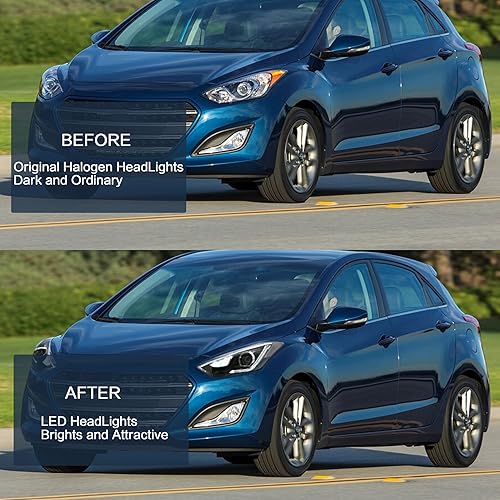 Miniatura 2 de VLAND Conjunto de faros delanteros LED para Hyundai Elantra 2012 2013 2014 2015 (no para híbridos), luces delanteras con señal de giro, con faros DRL