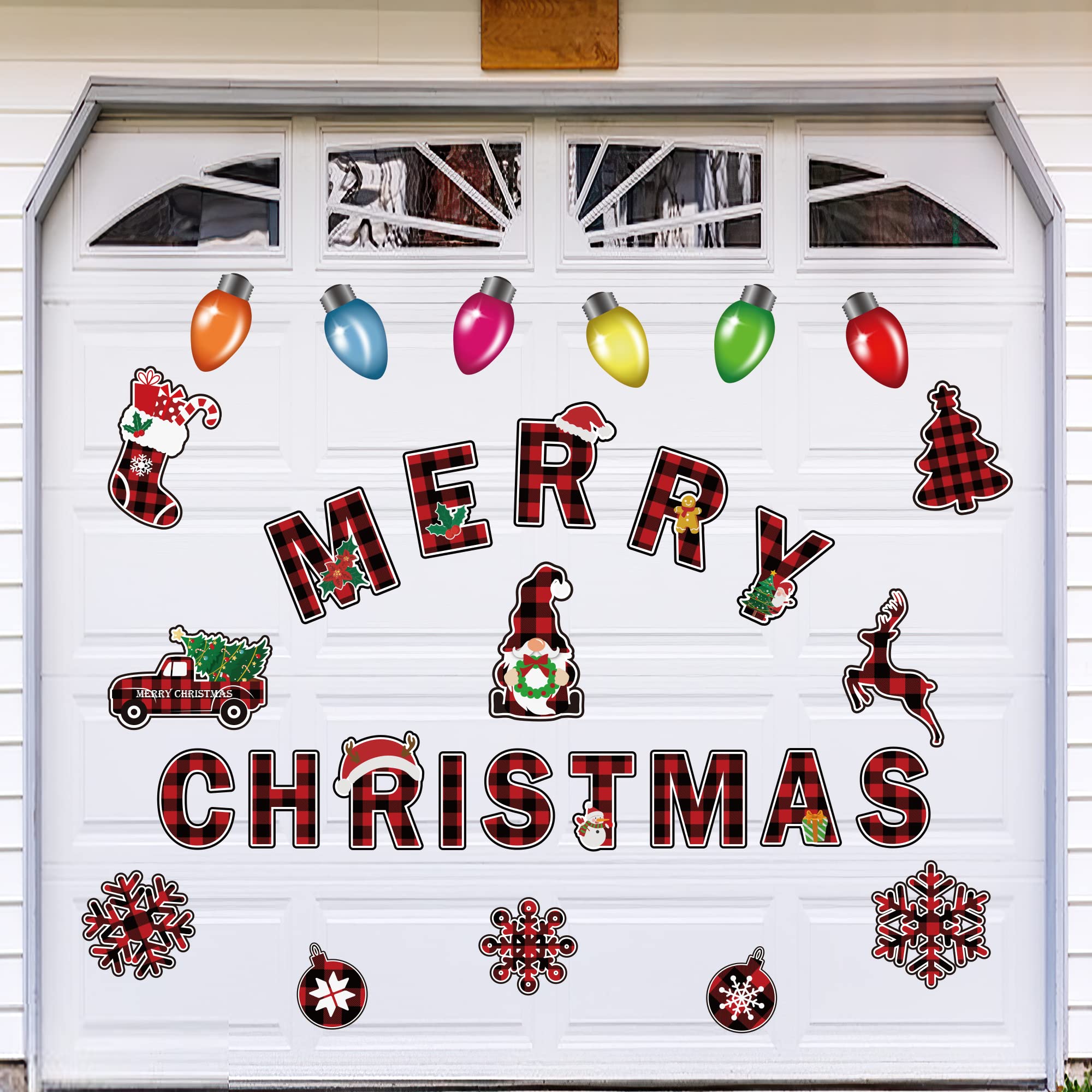 30 Pieces Christmas Garage Door Magnets Decorations Outdoor, Christmas Refrigerator Magnets Decals, Car Magnets Stickers Decors, Xmas Garage Door Decorations Murals Holiday Outdoor Home Party Decor