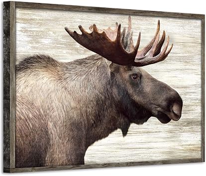 ARTISTIC PATH Wildlife Painting Wood Framd Wall Art, 36x24 Inch