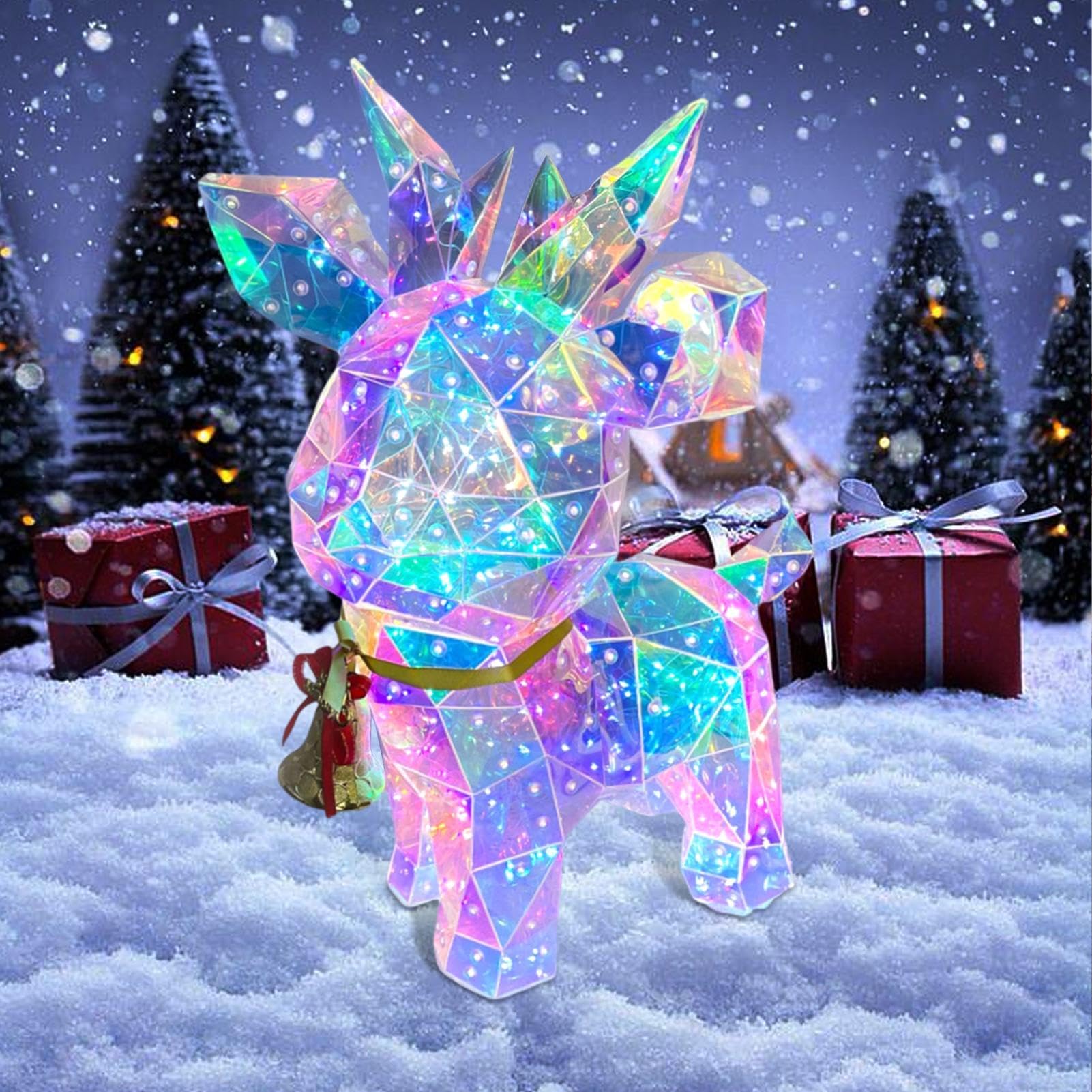 Renne Lumineux - Décoration de Noël - Élan de Noël - Figurine d'élan | lumineux à LED - Décoration de Noël à LED - Statue lumineuse pour bureau à domicile
