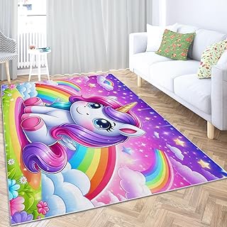 寝室用 カーペット マルチ漫画ユニコーン 160 x 230cm 3D効果 ンスリップ 防臭 耐磨耗性 通気速乾 柔らかい肌触り ベッドサイド 子供部屋 玄関 客間 防音 オフィス用 家庭用 キッチン プレイマット