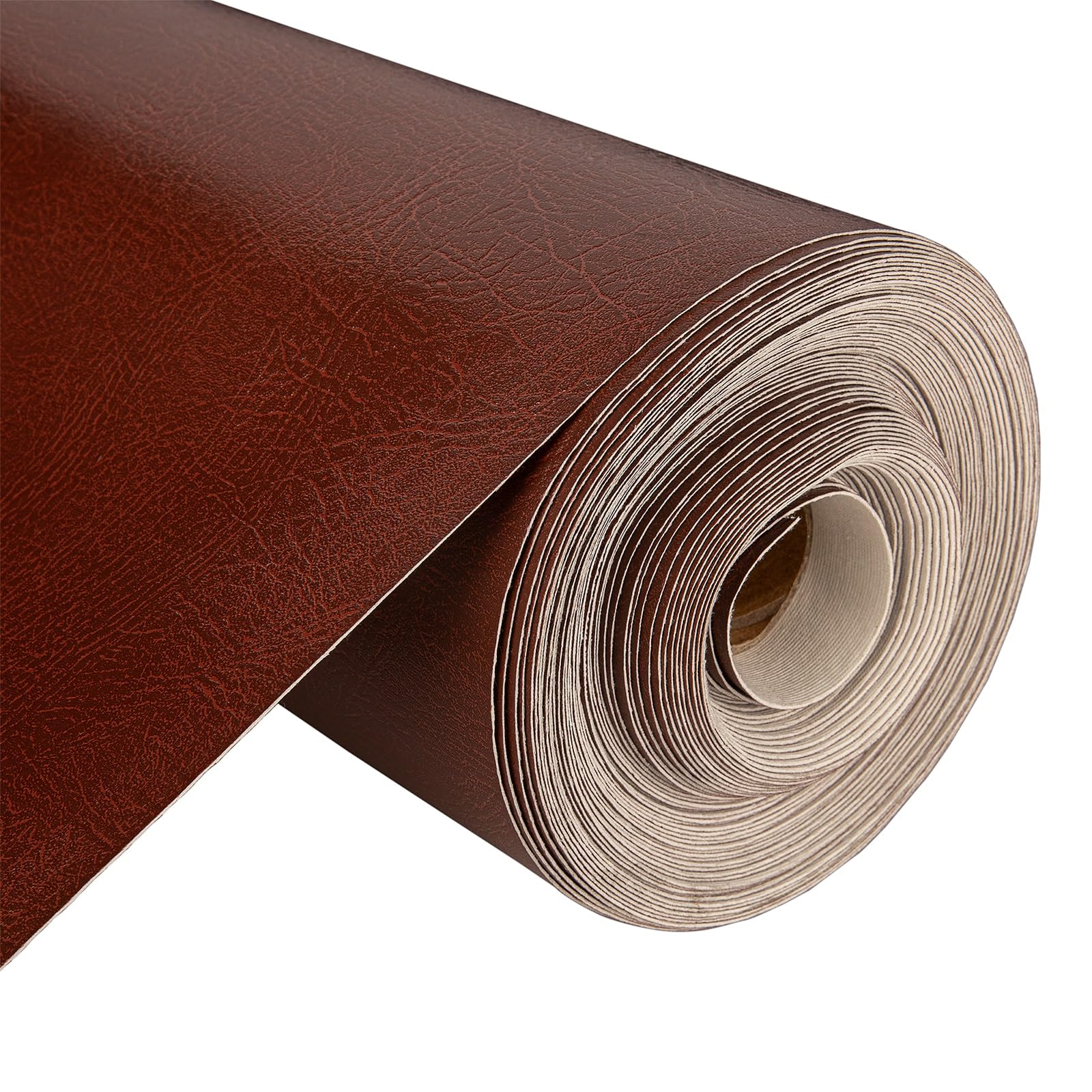 Vinyl Leatherette Fabric, Fire Retardant, Waterproof Upholstery Material, Faux Leather Sheets for Chairs, Bookbinding, 55 Inch Wide, Chesnut Fabric, 1 Metre