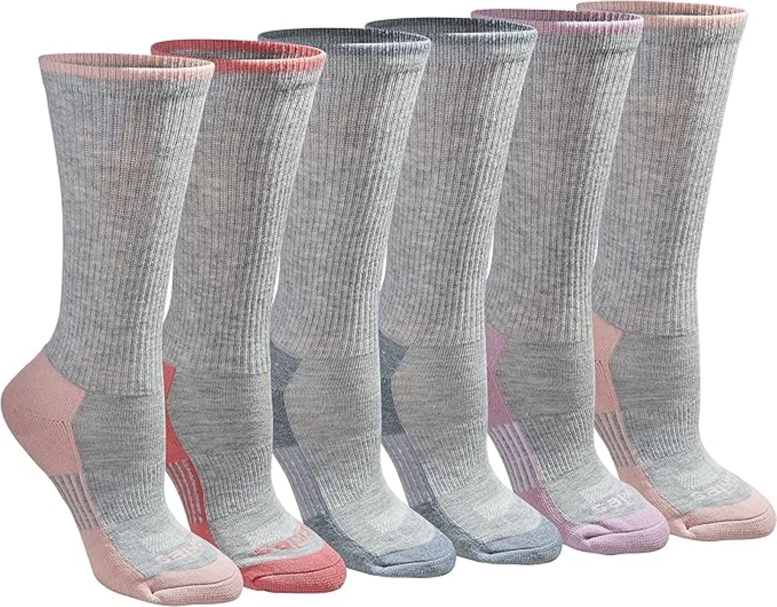 Dickies Women's Grey With Bluish (6 Pairs) Dri-Tech Moisture Control Crew Socks Multipack Socks (Pack Of 12) For Shoe Size: 9-13