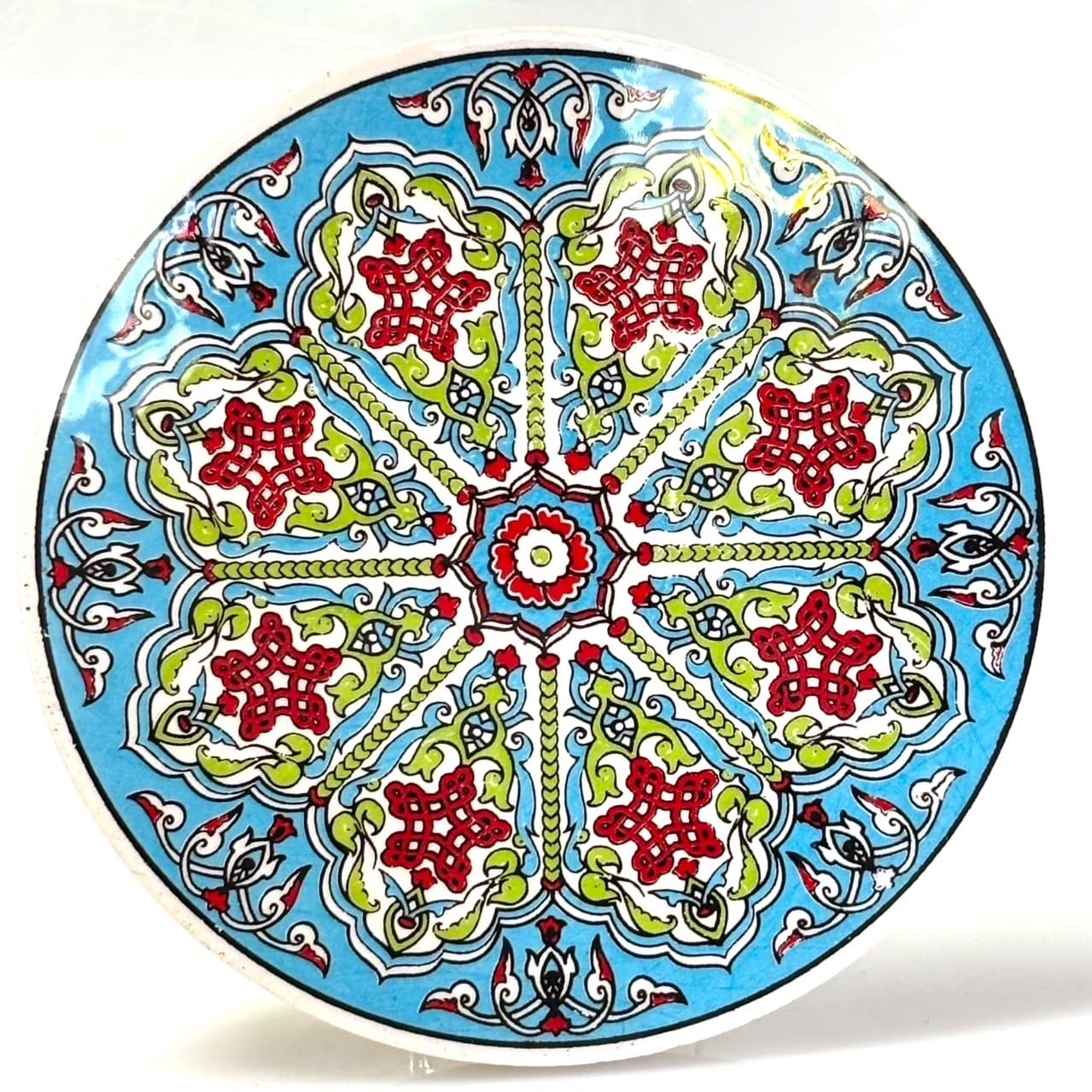 Turkish Ottoman Ceramic Trivet, Round Tile Design