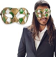 Vista 28 de Masquerade Mask For Men - Antique Look Mask for Halloween, Venetian Party, Masquerade Party, Mardi Gras, & Prom Azul / dorado medio cuadros