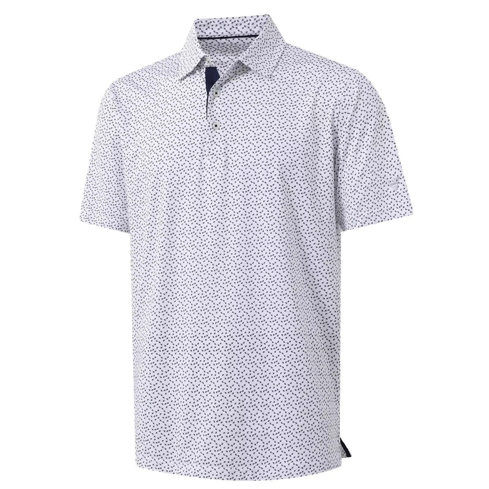 M MAELREG Mens Golf Shirt Short Sleeve Dry Fit Print Moisture Wicking Performance Patterns Collared Polo Shirt — view 21