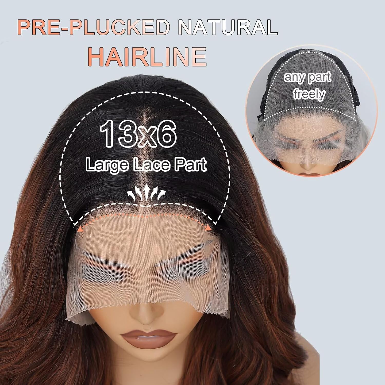 Synthetic Lace Front Wig 13x6 HD Lace Ombre 350 Color Wavy Synthetic Wig For Black Women Reddish Brown Wig Pre Pluched Natural Hairline