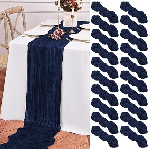 20 Pack Navy Blue Table Runner 10FT Long Cheesecloth Table Runner Cheese Cloth G
