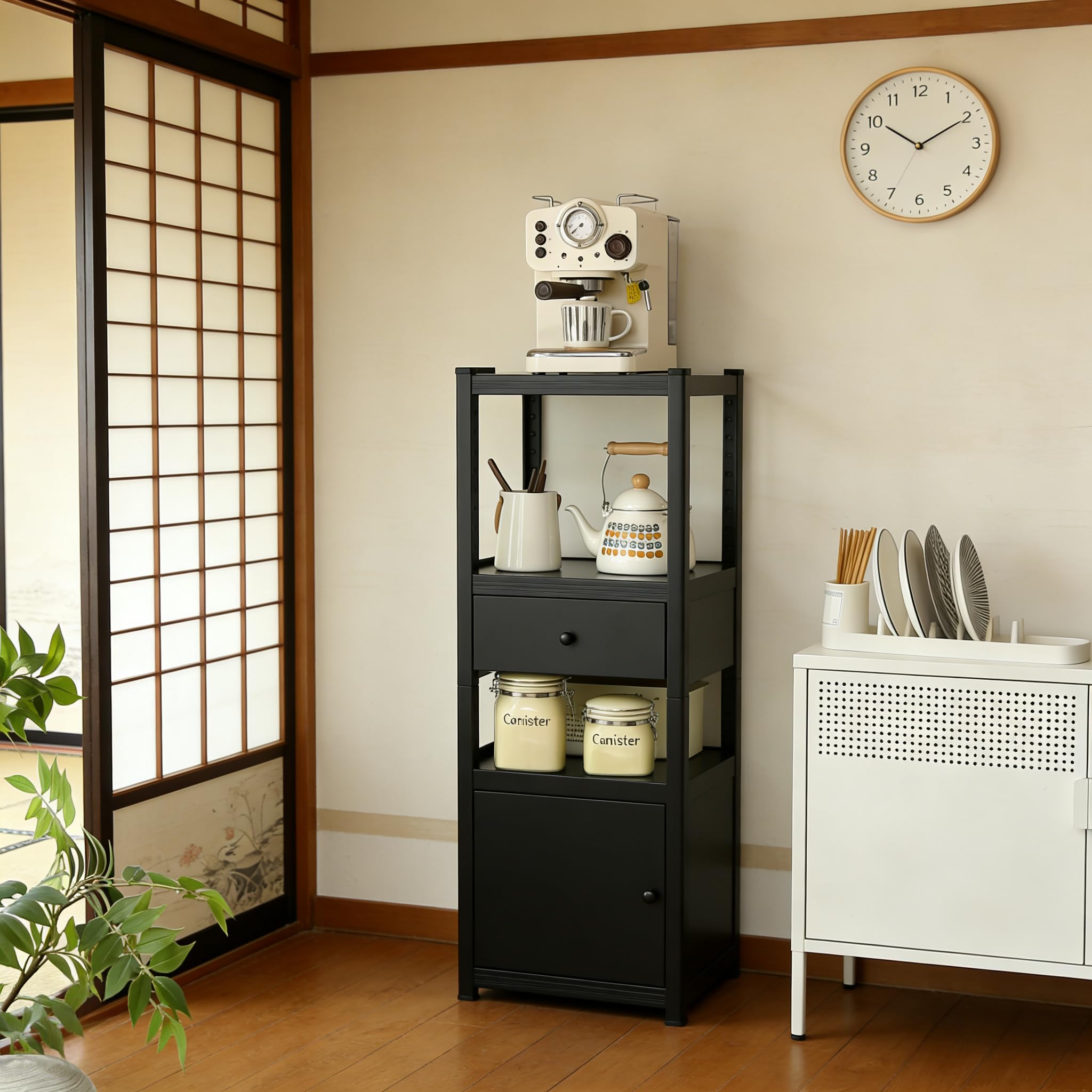 Amazon｜スチールラック 扉付き 引き出し収納 | 奥行40cm スリム | 耐