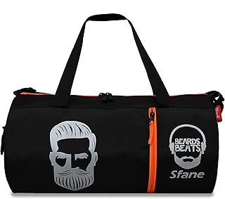 Sfane Men & Women 9.05 inches Black & Orange Mustache PrintedGym Bag/Duffle Bag/Sports Bag/Shoulder Bag/Sports Bags/Gym Bags for Men & Women-picture-27