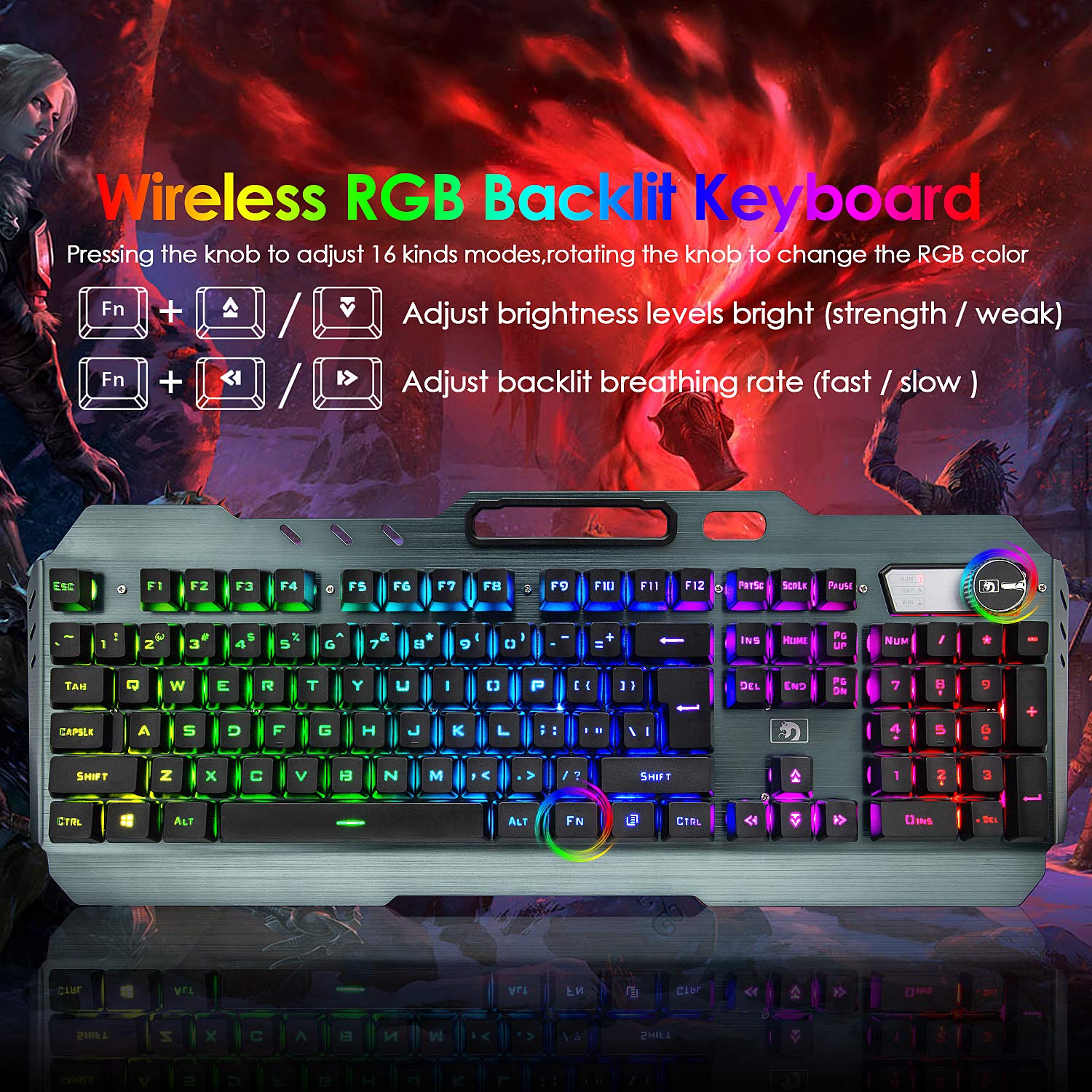 Buy Wireless Gaming Keyboard and Mouse,16 Kinds RGB LED Backlit