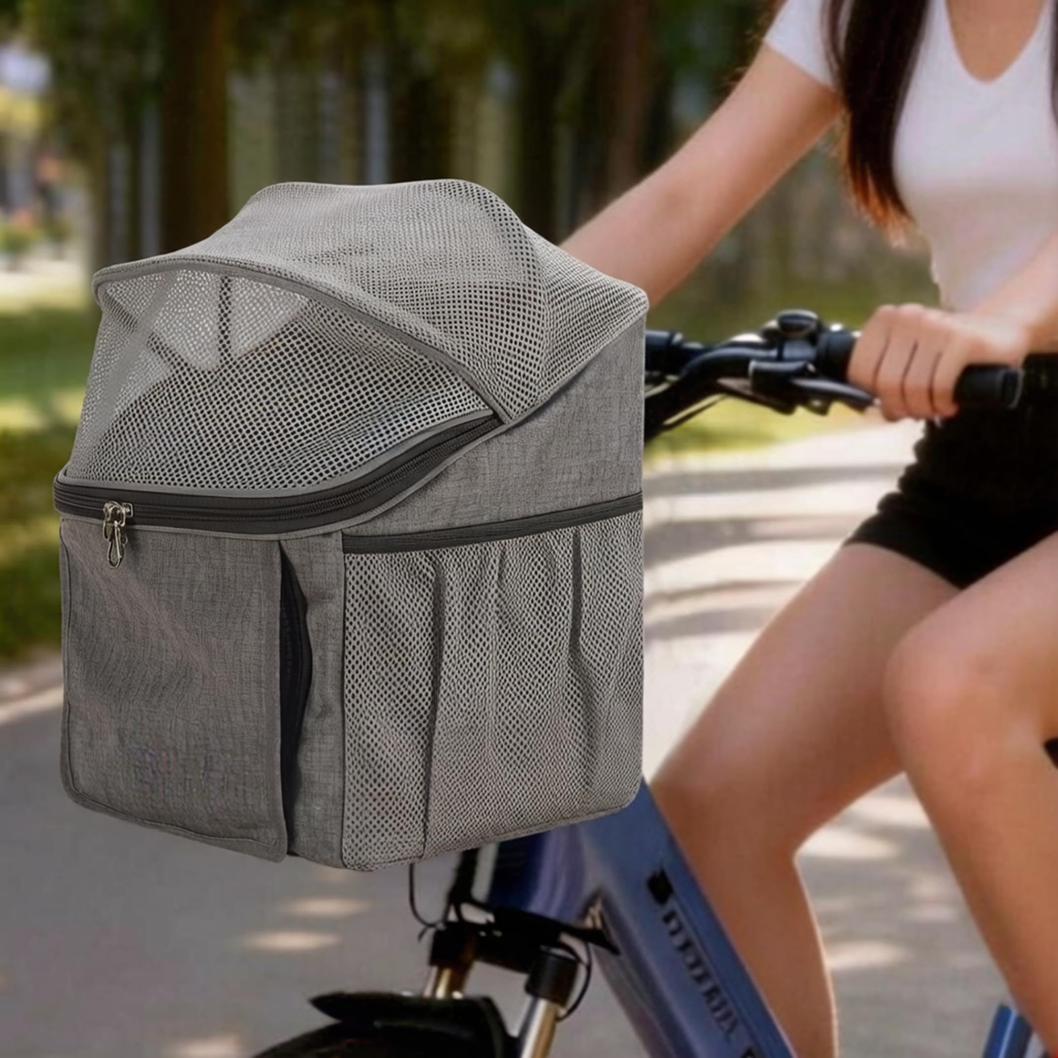 Cestino da bici per cani, Cestino da bici per animali domestici con fibbia a sgancio rapido Trasportino multifunzionale per gatti per zaino, borsa e lettino da riposo per interni, grigio, cane per, p