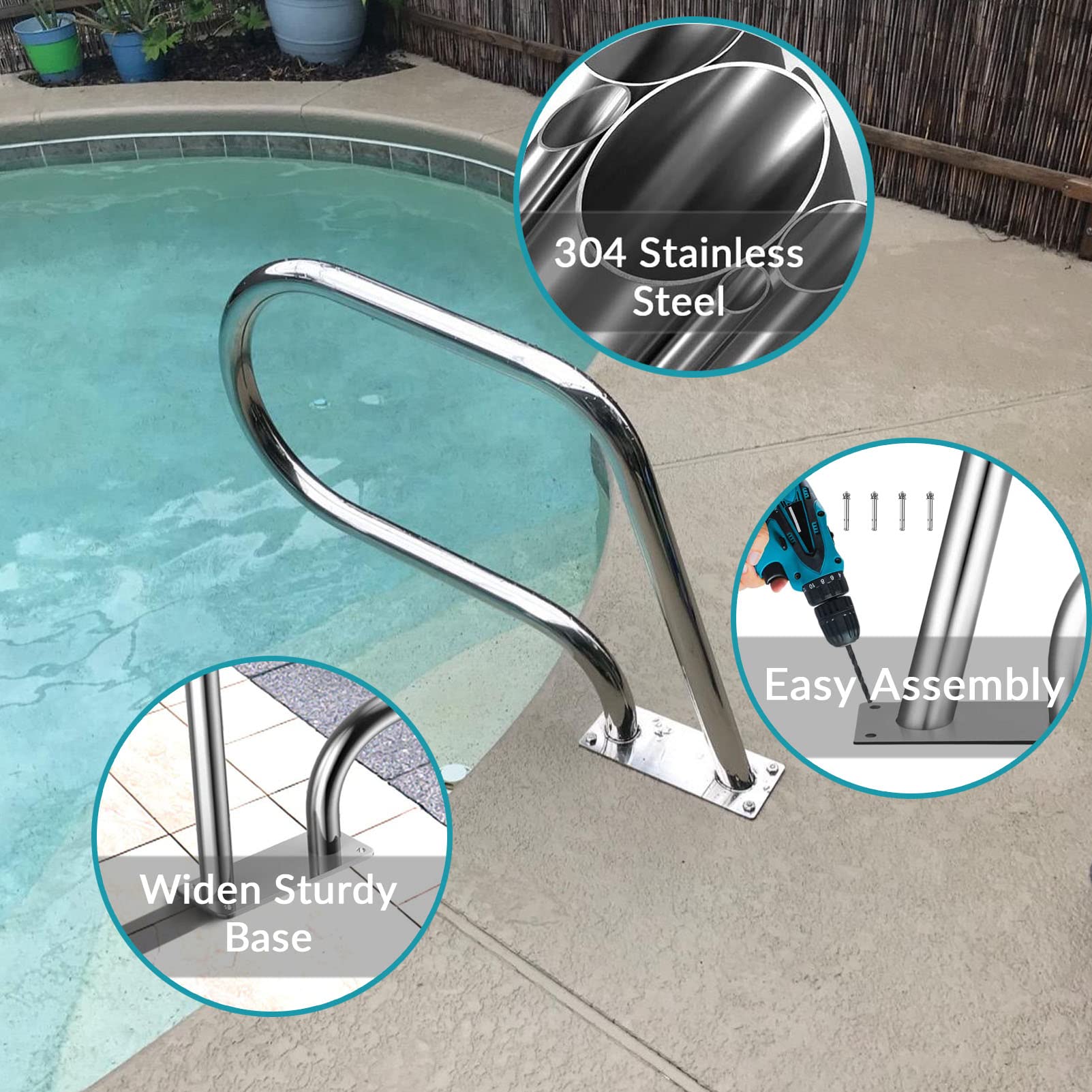 手すり屋外安全 304 ステンレス鋼プール手すりクイック マウント