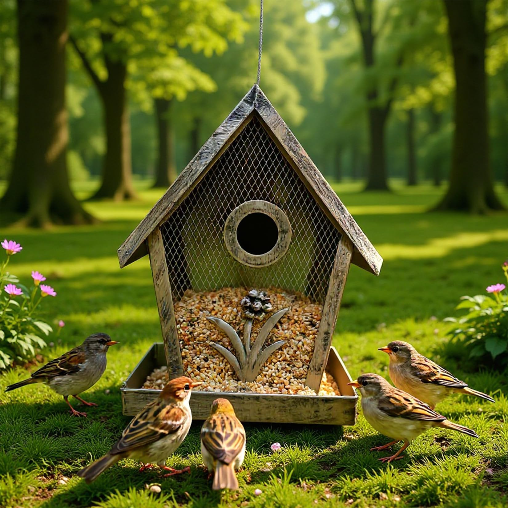SCBOY Comedero pajaros Exterior Alta Resistencia a la Intemperie comederos para pajaros Gran Capacidad Bird Feeder para Exteriores Jardín Patio Traspatio — view 6