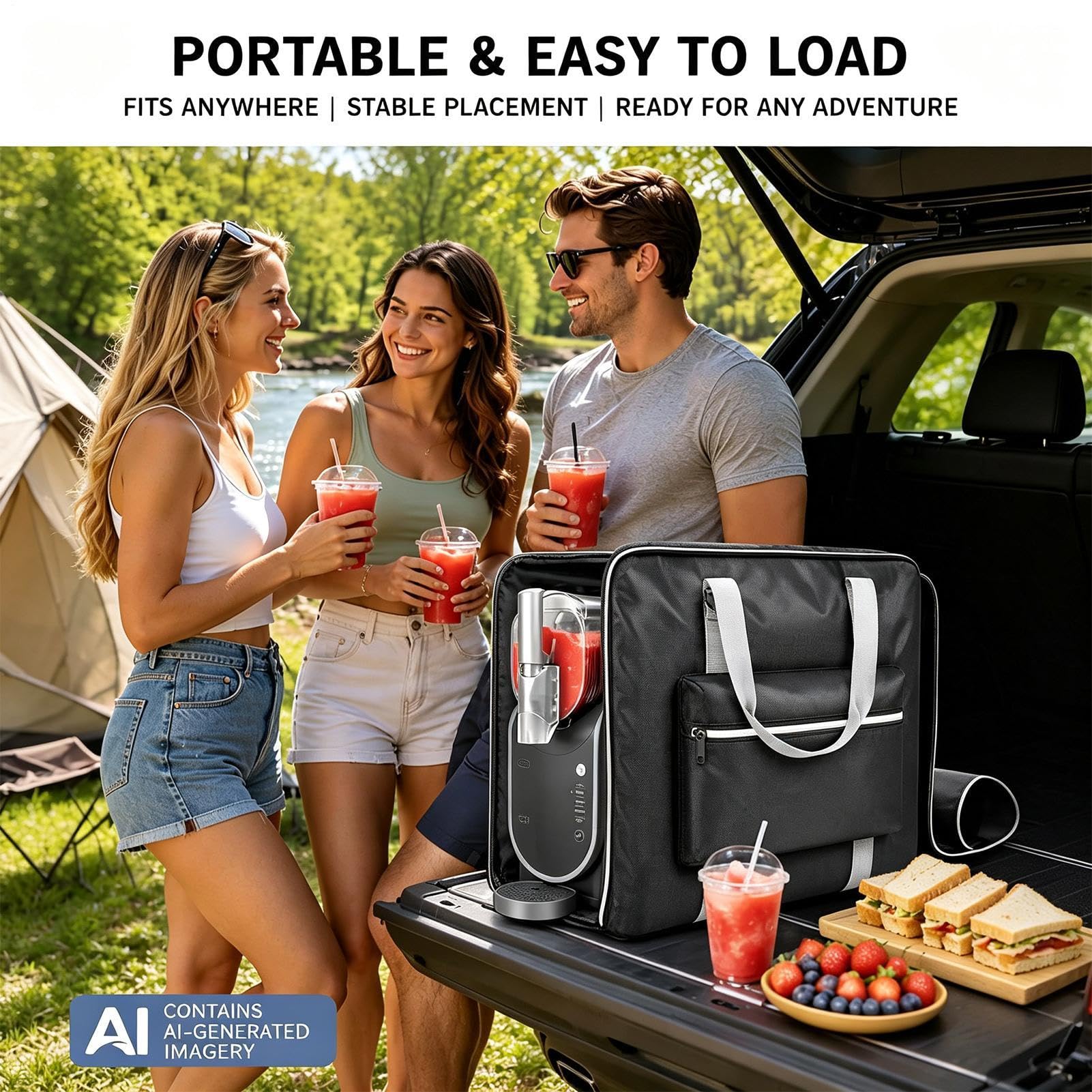 Torba Na Blender Przenośny Wodoodporny Pojemnik Oxford Z Bocznym Zamkiem | Torba podróżna na blender Do wycieczek, wakacji, plaży, campingu, , basenu, urodzin, letnich imprez, podróży