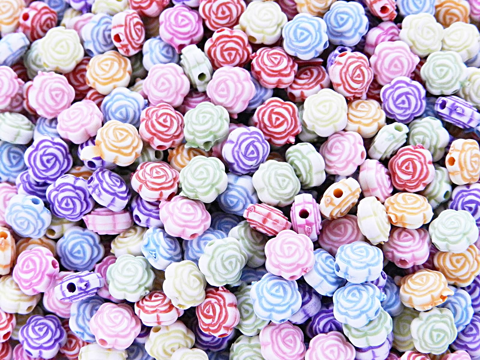 Amazon.co.jp: 1000個 薔薇形 アクリルビーズ パステルカラー 8mm 穴