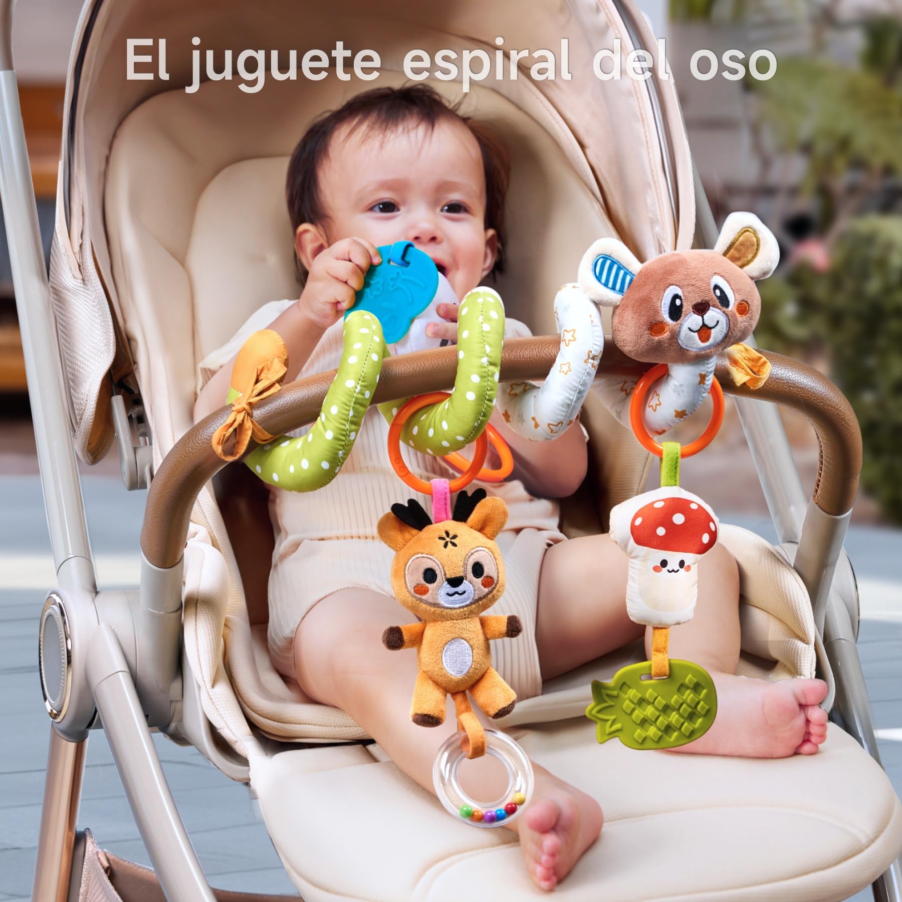 TUMAMA Espiral Carro Bebe 0 3 6 Meses - Espiral de Actividades con Colgantes - Juguete de Cochecito para agarrar y Jugar - Juguete de bebé para la Cama, el Asiento del Coche - Bebes Regalos