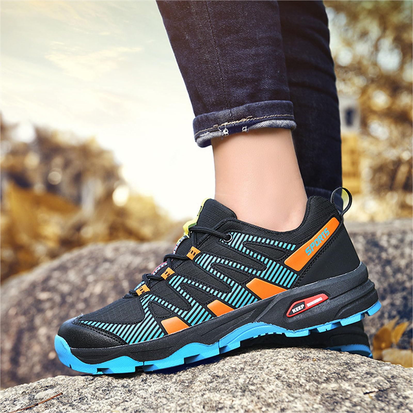 Hixingo Scarpe da Escursionismo Uomo, Fashion Design Scarpe da Trekking Estive, Scarpe Trail Running Impermeabile Respirabile Sneakers da Trekking Scarpe da Ginnastica per Outdoor
