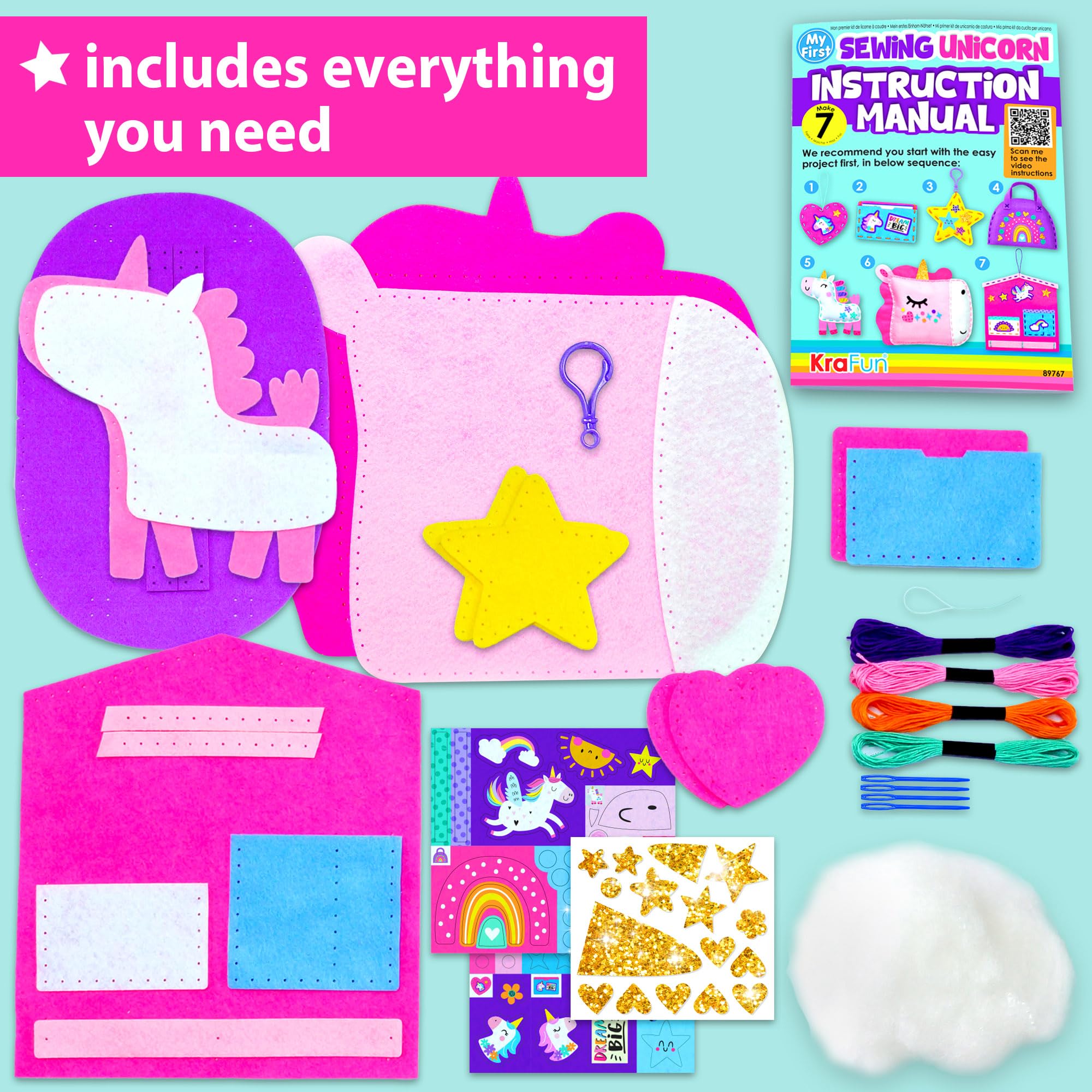 cuci cuci Kit de couture Motif licorne Elly | Première couture garantie pour les enfants à partir de 5 ans, kit complet avec tout ce dont vous avez besoin pour coudre cuci cuci Kit de couture Motif licorne Elly | Première couture garantie pour les enfants à partir de 5 ans, kit complet avec tout ce dont vous avez besoin pour coudre