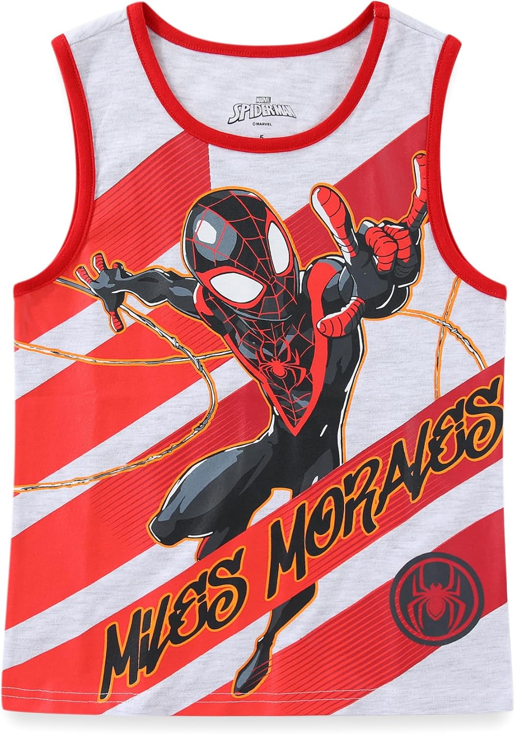 Marvel Spider-Man Miles Morales Boys 3 Piece Tank Top T-Shirt and Shorts Set for Little and Big Kids - Image 3