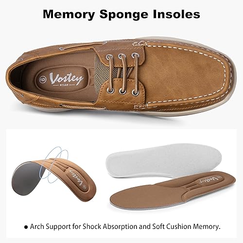 Miniatura 5 de Vostey - Mocasines y zapatos de meter para hombre, 3-ojos, zapatos de barco para hombre, cómodos mocasines casuales para hombre