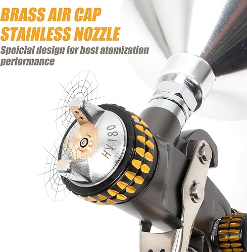 Miniatura 2 de BEETRO HVLP - Mini pistola pulverizadora de aire para lacas transparentes de 0.039 in, boquilla de acero inoxidable, capacidad de 5.1 fl oz, 7.0CFM