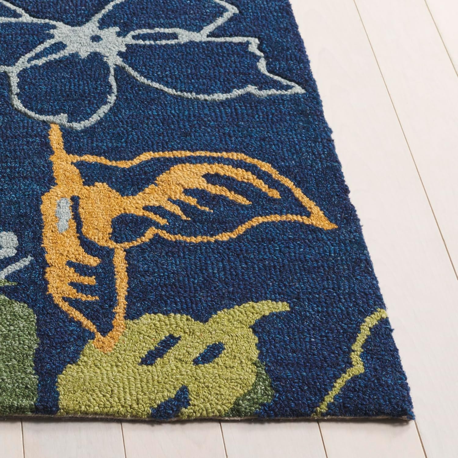 SAFAVIEH Area Rug 5x8 - Jardin Collection - Blue & Green, Handmade Wool, Floral Design, Ideal for Living Room, Bedroom, Dining Space (JAR763M)