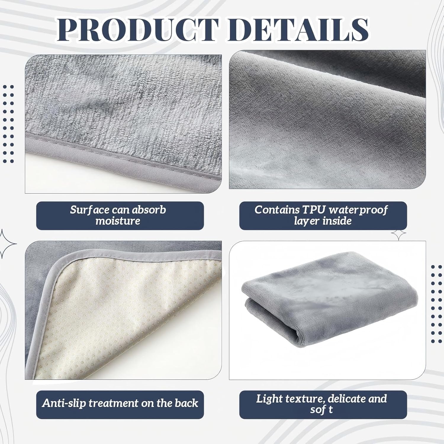 Fanfanwin 1 Pcs Couples Waterproof Mat Lover Reusable Stainproof Blanket Quiet Easy Use Mattress Protector for Adult Multi Functional Bed Sheet Couple Pleasure Comfort (50 x 60 in,Grey)