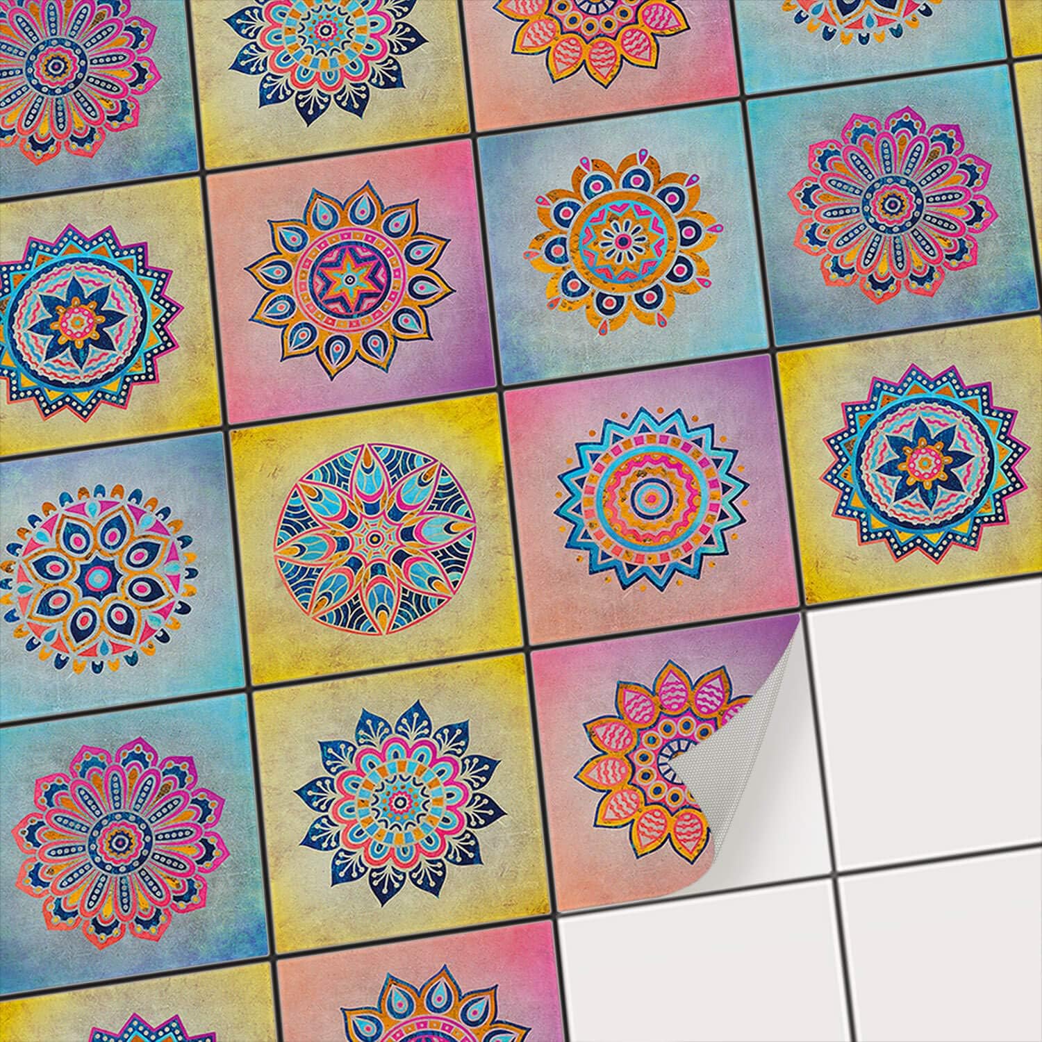 Tile Transfers - Tile Stickers for Kitchen Wall Backsplash I Self Adhesive Wall Decals for Bathroom Tiles - Vinyl Film - Waterproof I 6x6 inches - 15x15 cm/Different Sizes - 18 Pieces