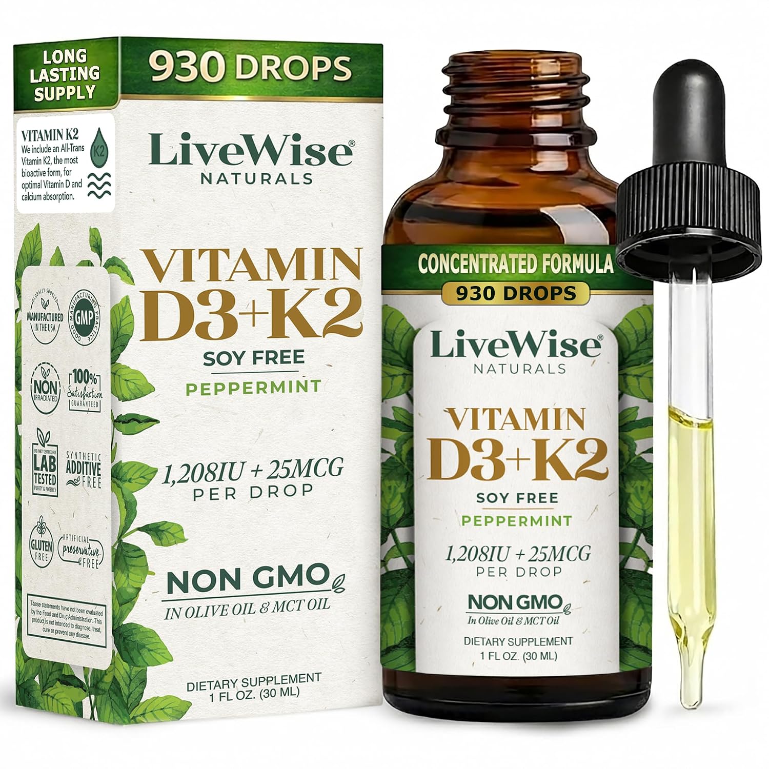 Live Wise Naturals Vitamin D3 K2 Drops