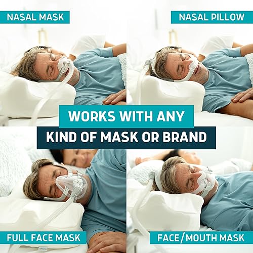 Miniatura 3 de Lunderg Almohada CPAP para personas que duermen de lado y de espalda, espuma viscoelástica de firmeza media con altura ajustable, 2 fundas de