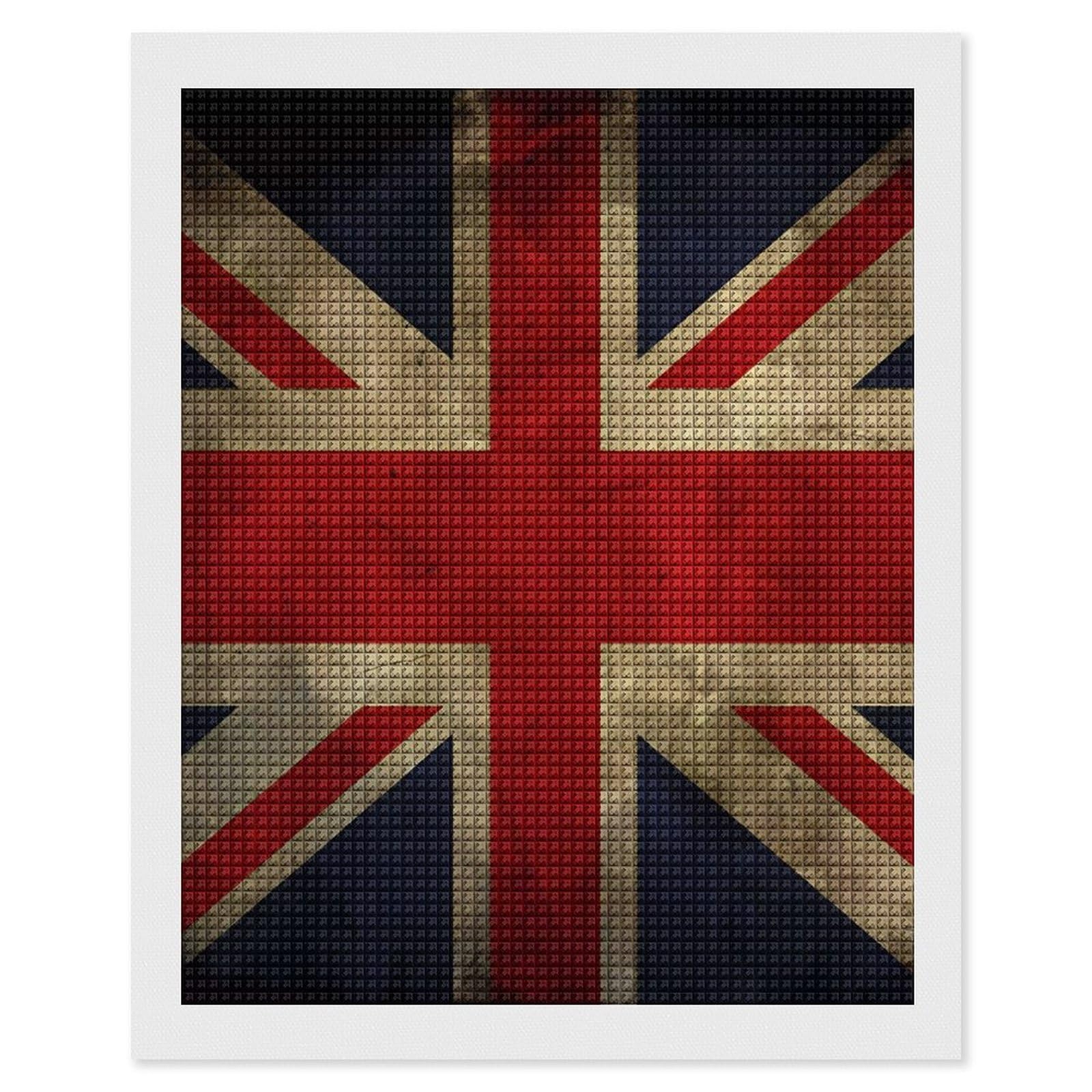 FodPand British Flag Diamond Painting Kit for Beginner Fun 5D DIY Crafts for Adults Diamond Art Kits Square Diamond Art Canvas Painting Gem Art Crafts for Home Wall Decor 16"x20"
