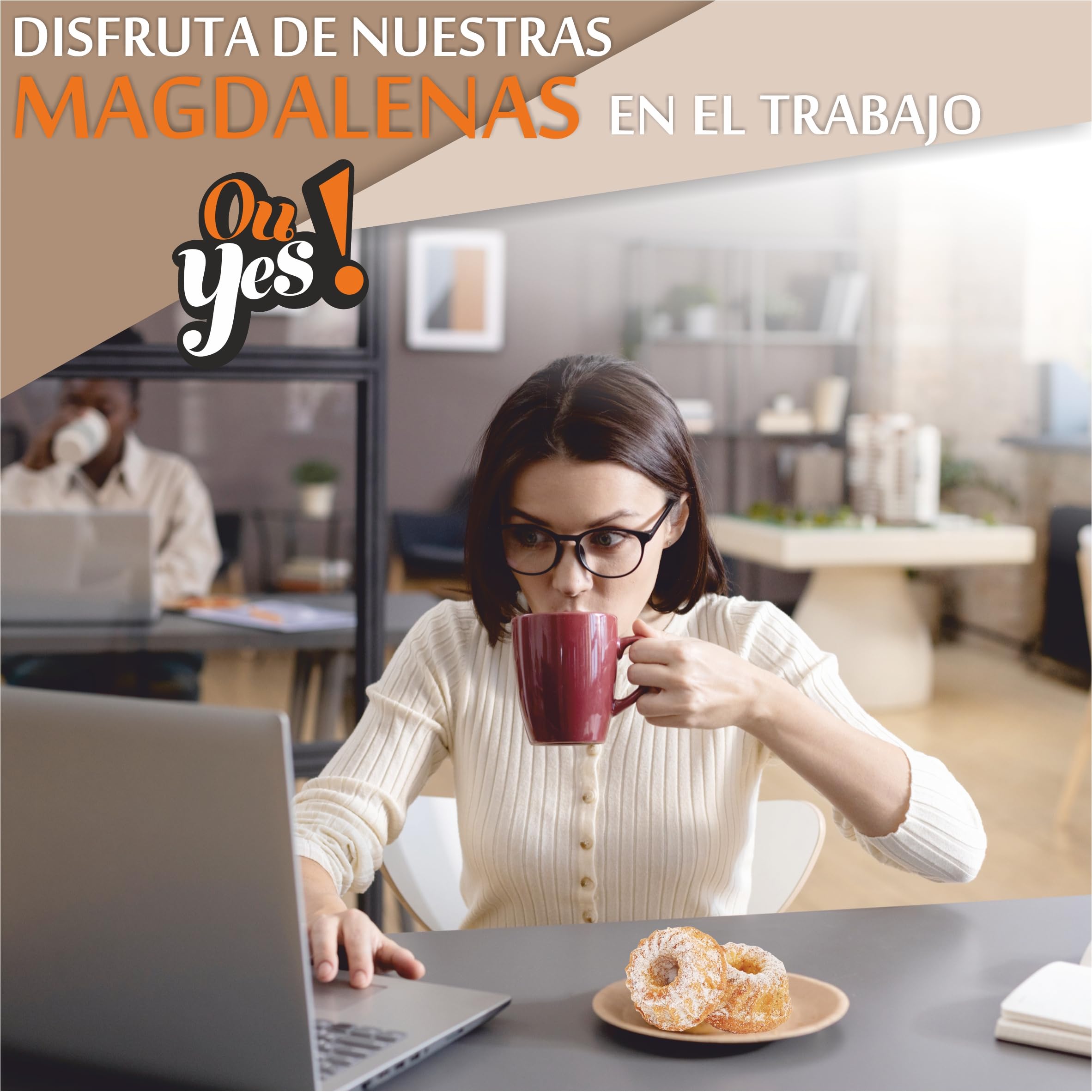 Ou Yes! 12 uds. x 51 g - magdalenas mixtas de 2 variedades - vainilla y cacao - envueltas en envoltorio individual y en paquetes listos para llevar (peso neto 612 g)