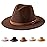 Jastore Kids Girls Boys Classic Wide Brim Bowknot Floppy Fedora Hat Wool Felt Bowler Cap (D-Coffee, 5-10 Years)