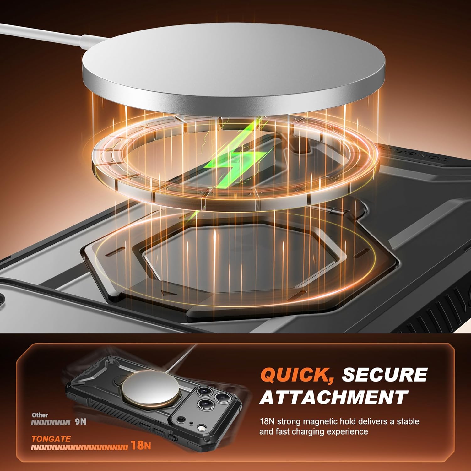 TONGATE for iPhone 17 Pro Max Case with 360° Spin Magnetic Stand, [Compatible with MagSafe][Military-Grade Protection] with Privacy Screen Protector & Camera Control Cover for iPhone 17 ProMax, Black - Image 8