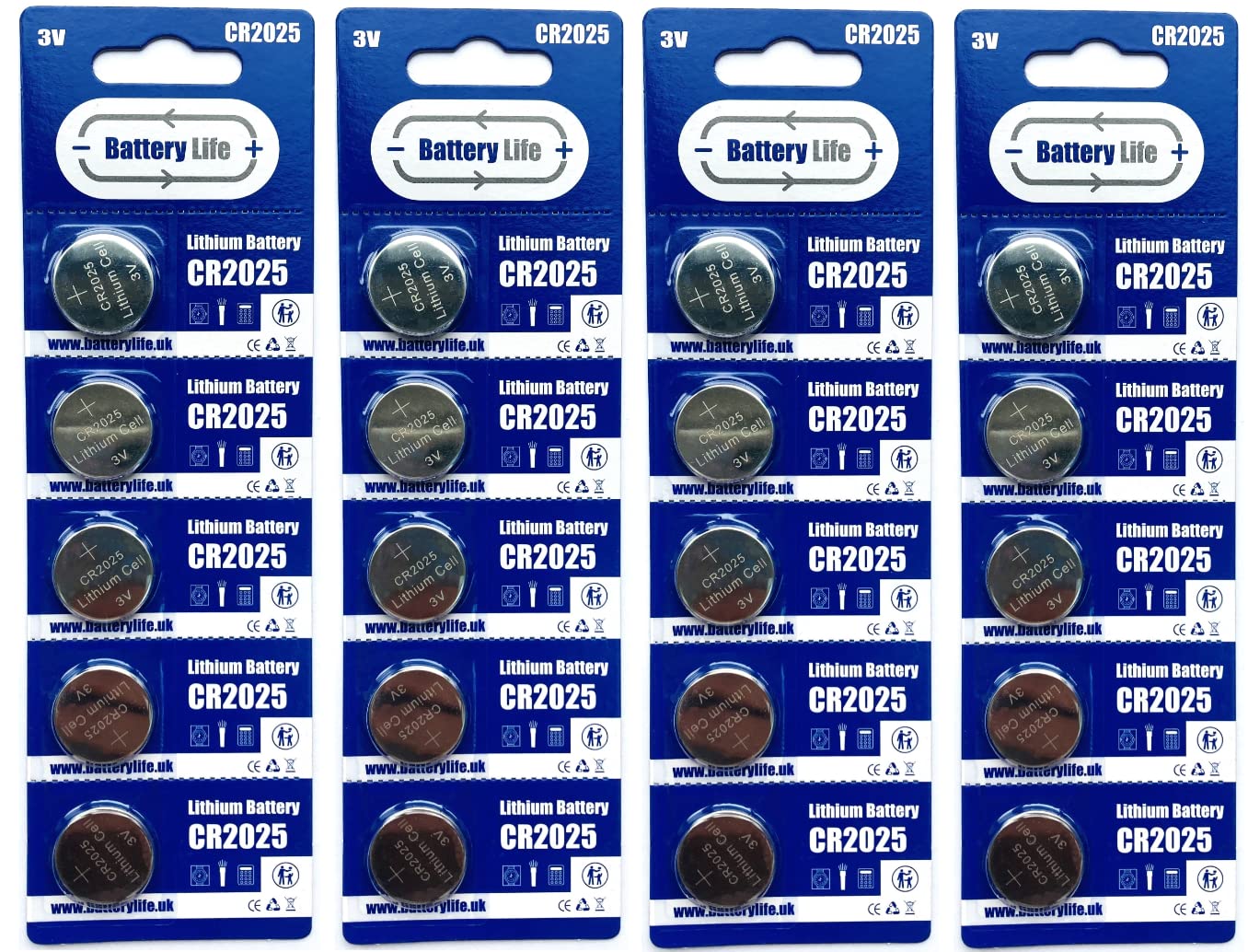 Battery LifeCR2025 Batteries 3V Coin Button Cell CR 2025 Lithium Long Life For Car Key fob, Scales, Toys, Watch, LED Lights & More UK Brand (20 pack)