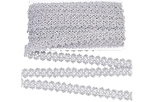 FINGERINSPIRE 20 Yards Metallic Braid Trim Sliver Flower Shape Lace Ribbon