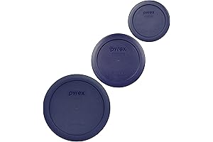 PYREXReplacement Lids for 7200-PC Round Glass Storage Containers - 3-Pack with 1-Cup,...