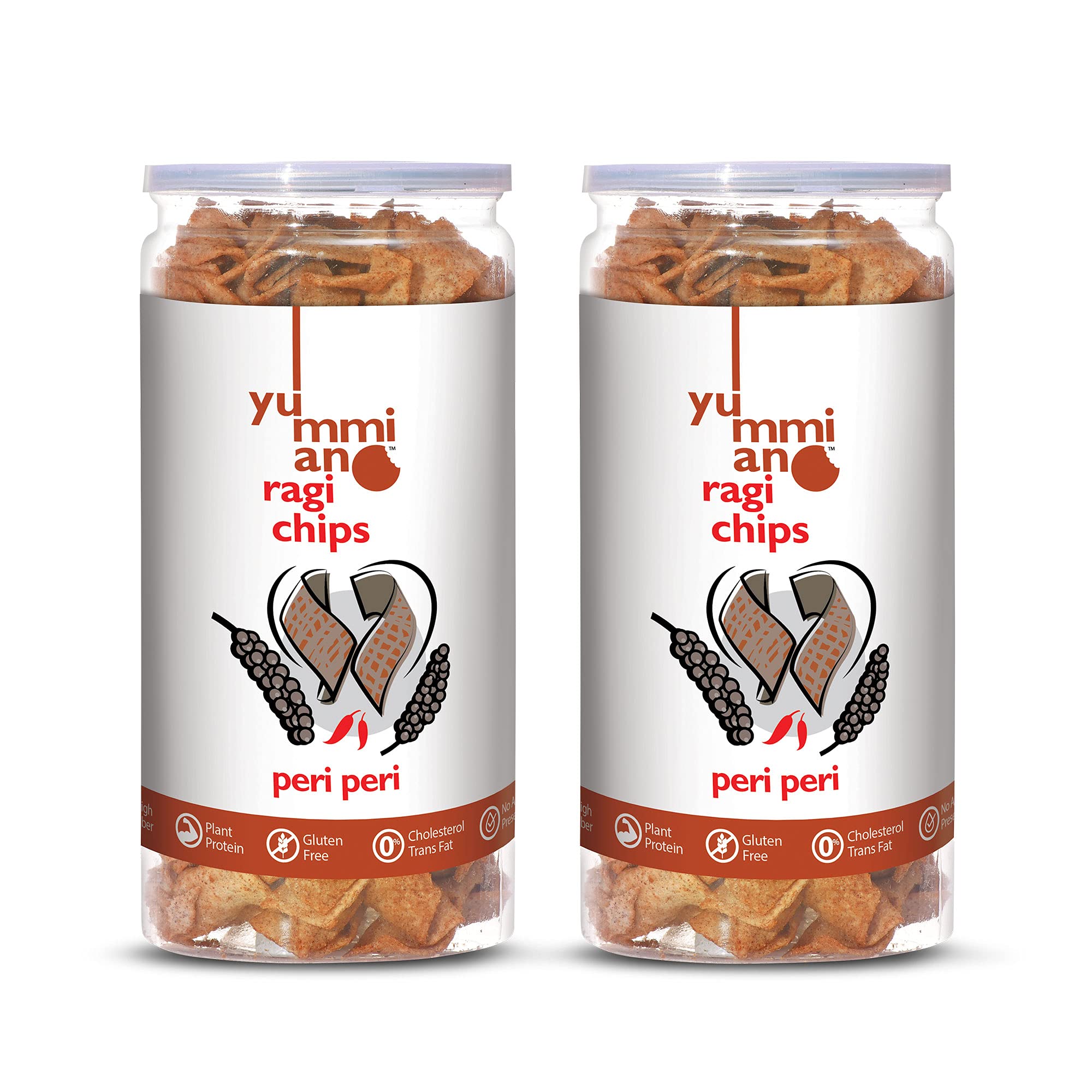 Yummiano® Ragi Chips - Authentic Vacuum Cooked Ragi (Millet) Chips, No Cholesterol Healthy Snacking, High Nutrient Content, No Added Preservatives - Pack of 2 - 140g Each (Peri Peri) (B08TV737DS) Amazon Price History, Amazon Price Tracker