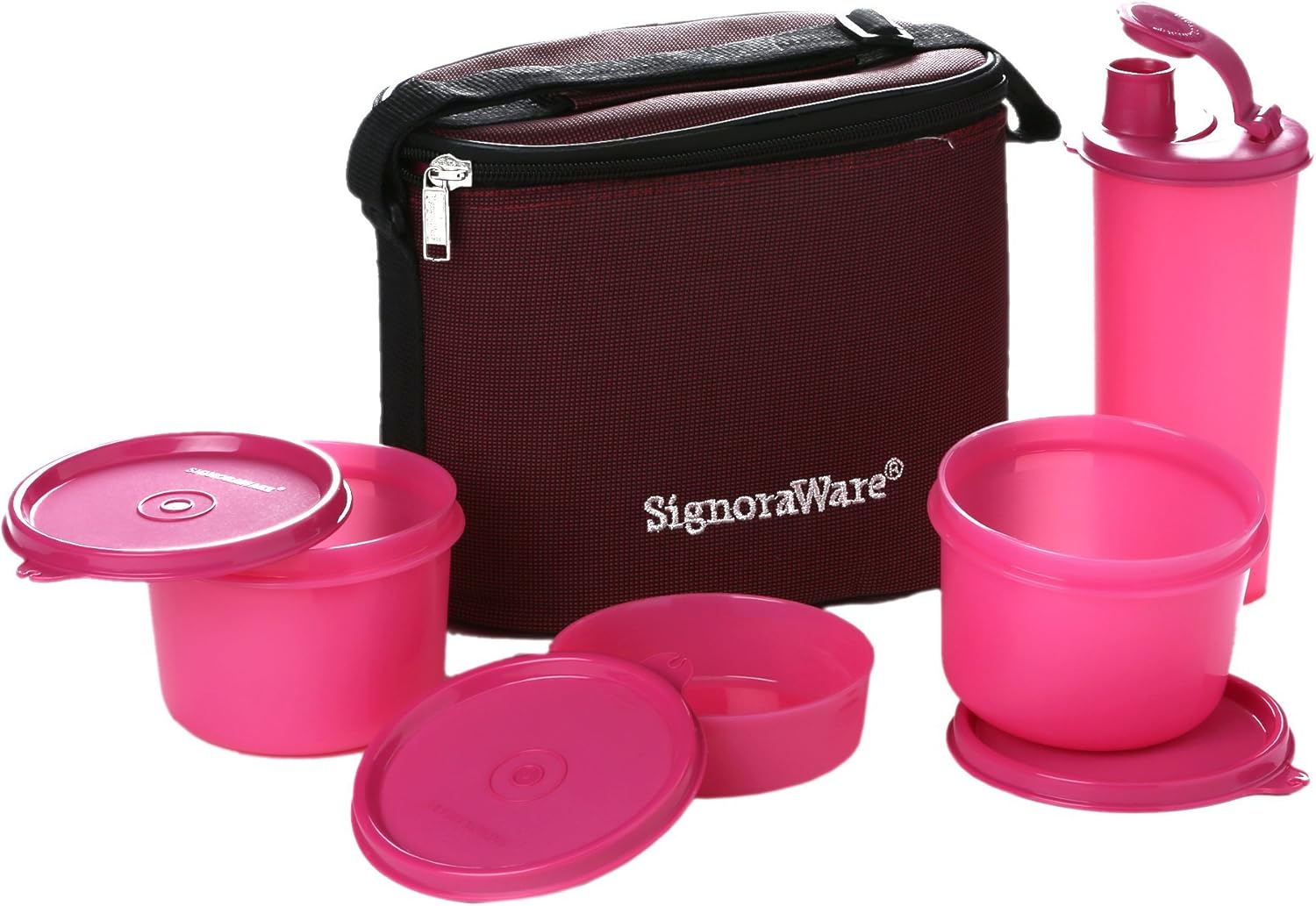 Signoraware Combo Medium Executive Lunch With Bag Pink