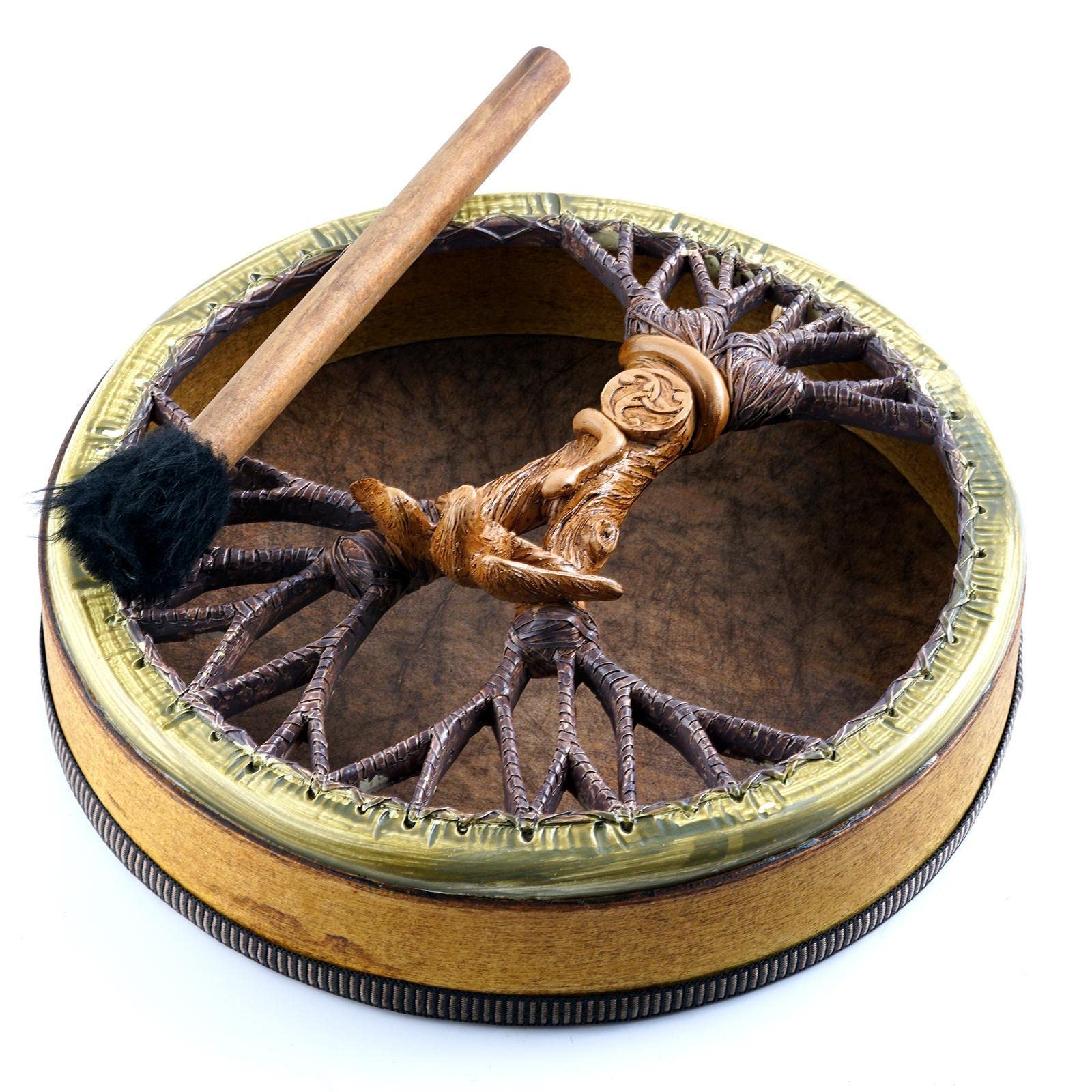 25 centimetri Sciamano Tamburo Albero della Vita Modello Etnico Tribale Spirito Draum Artigianato Strumento Musica Design Donna Telaio Musicale Tamb
