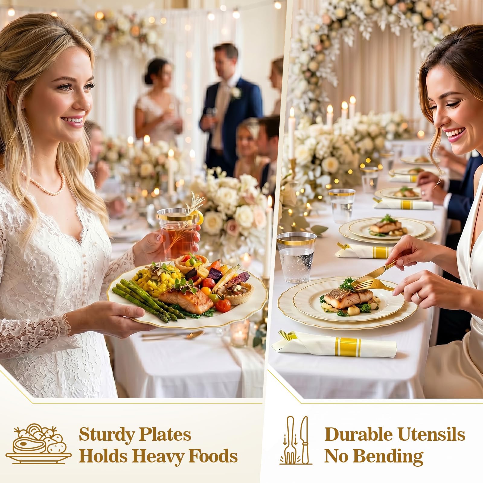 175 PCS Disposable Plates & Cutlery Set - 25 Guests -5