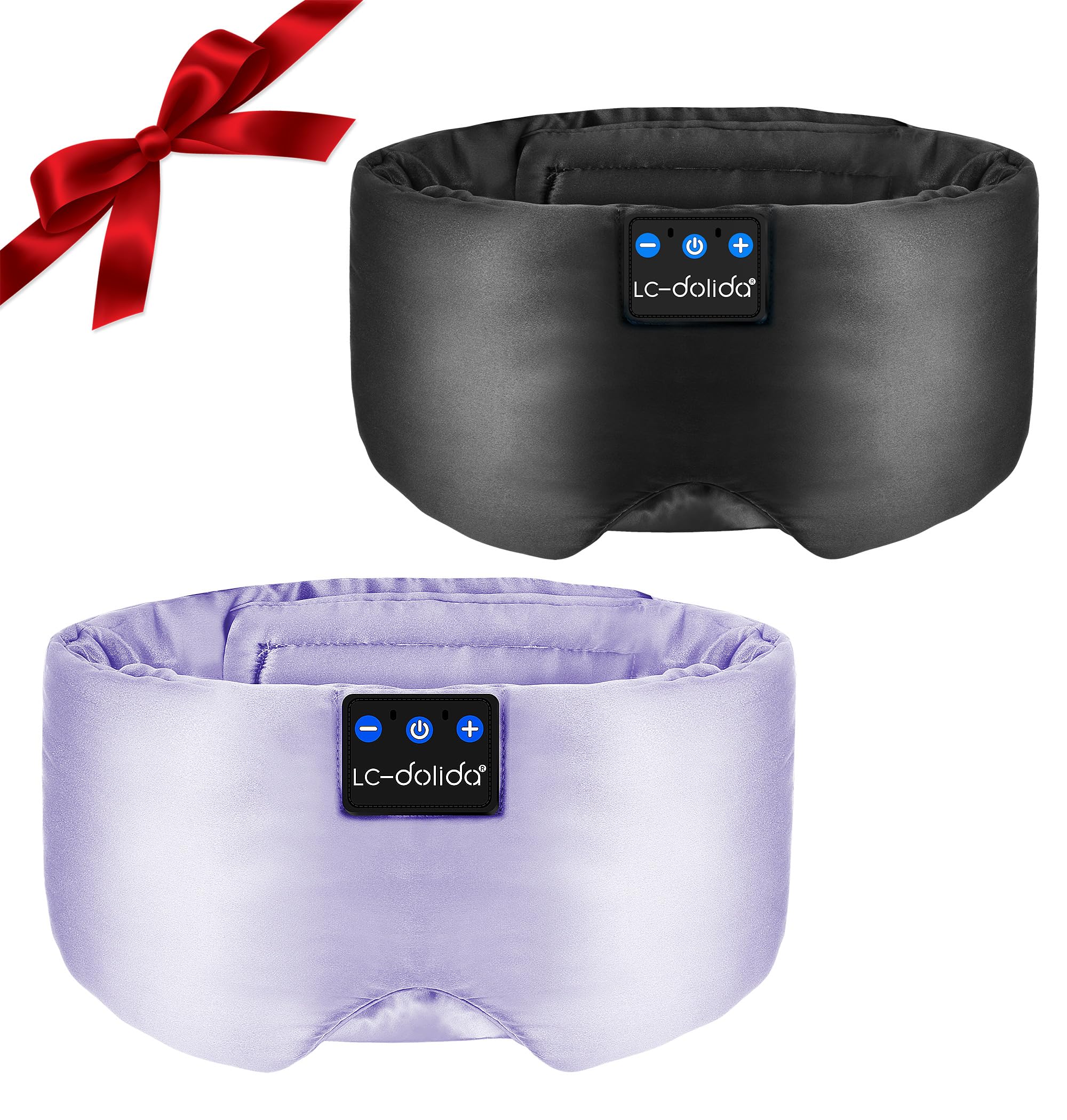 LC-dolida Luxurious Silk Soft Sleep Mask Sleep Headphones with Bluetooth 5 4 for Side Sleeper Total Blackout Eye