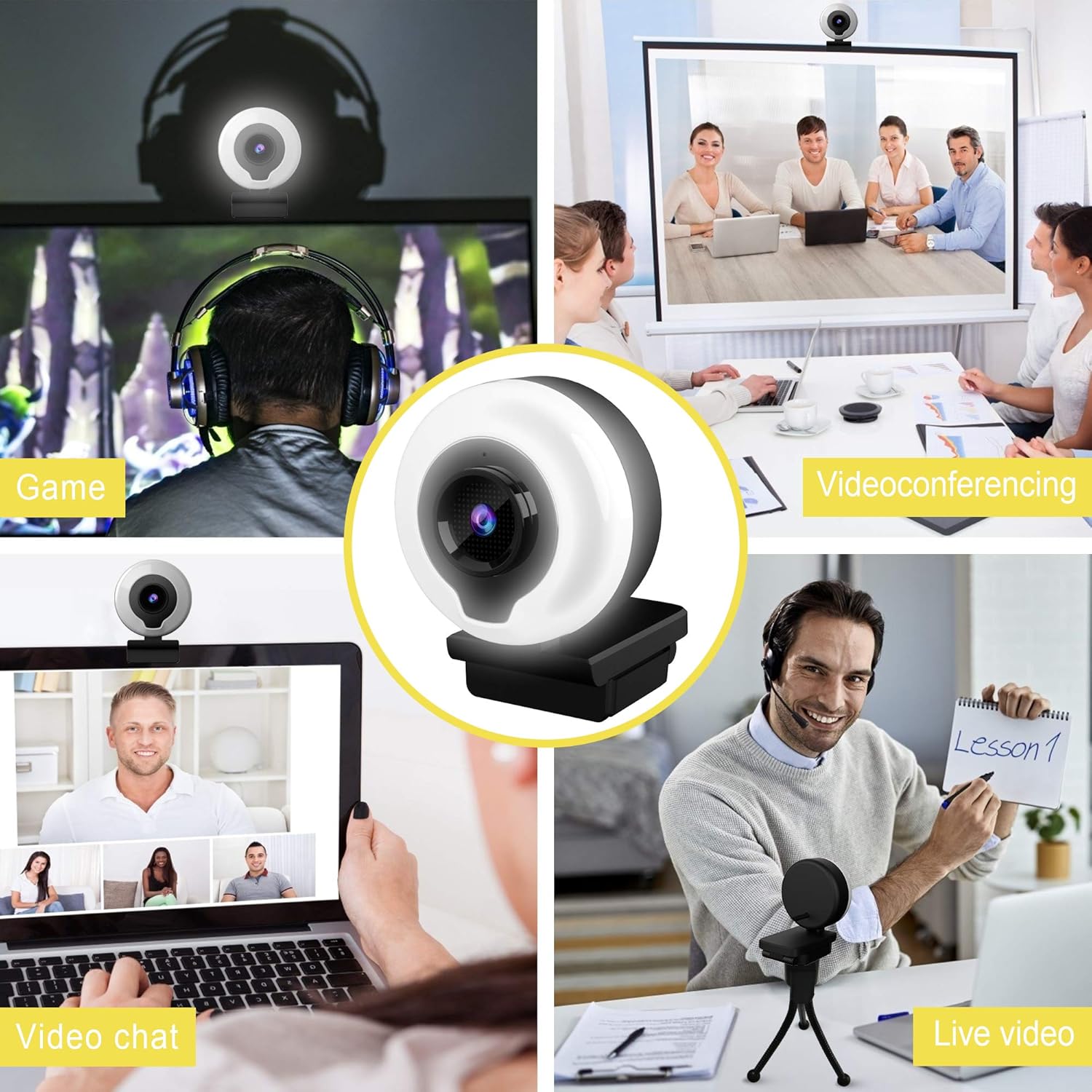 🔥 2K 1080P Webcam with Ring Light & Microphone,FEIKU HD Streaming Web Camera with Tripod AutoFocus Adjustable Brightness PC Video Conference/Call/Teaching/Gaming, Laptop/Desktop Mac Zoom/Skype (Black) Blасk Frіdау 🔥 2K 1080P Webcam with Ring Light & Microphone,FEIKU HD Streaming Web Camera with Tripod AutoFocus Adjustable Brightness PC Video Conference/Call/Teaching/Gaming, Laptop/Desktop Mac Zoom/Skype (Black)