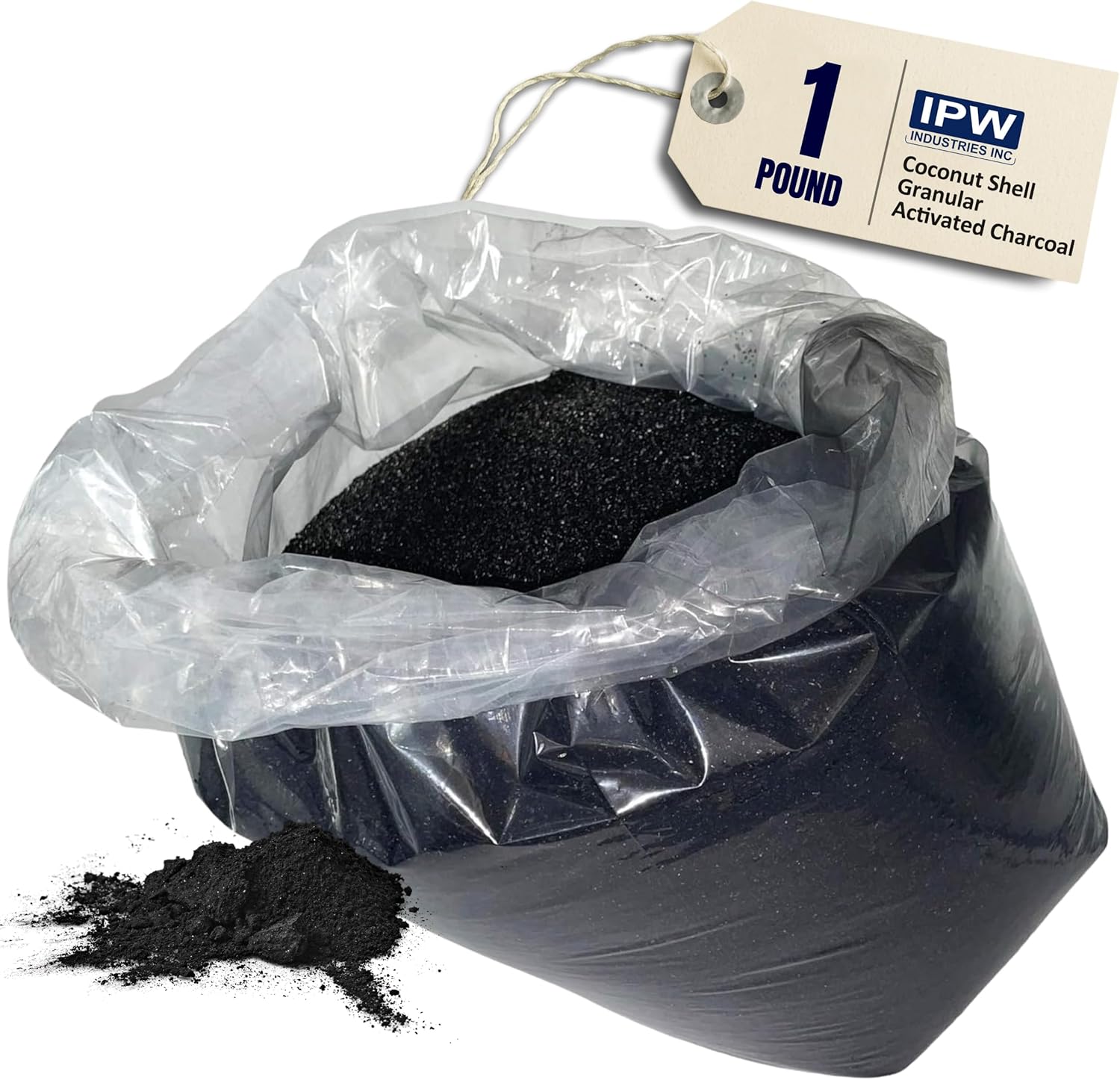 IPW Industries Bulk Activated Carbon - Coconut Shell Granular Activated Charcoal (GAC) for Water Filtration - Replacement Media for Pre and Post Carbon Water Filters (1 lb)