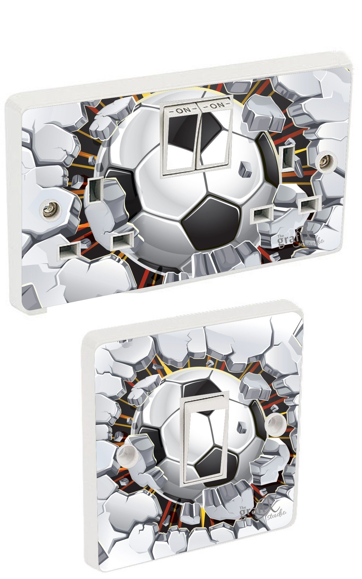 the grafix studio Football Breaking Wall Light Switch & Double Socket Sticker Vinyl/Skin cover sosw21