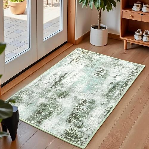 Macgace Washable Abstract Rug 5x7 (Green)