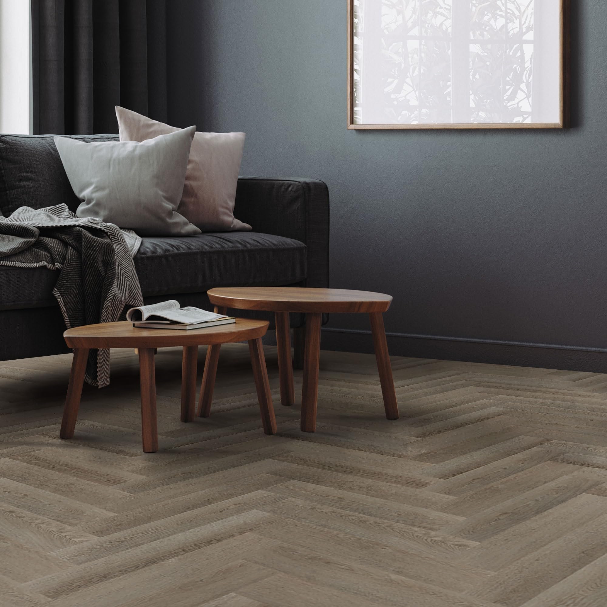 ML-Design Pavimento in PVC Deluxe Vinile a Click Rovere Scuro Spina di Pesce 61x12,8x4,2mm 3,12m² 40 Listoni Marrone Aspetto Legno Antiscivolo Impermeabile Classe di Utilizzo 34 Facile da Installare