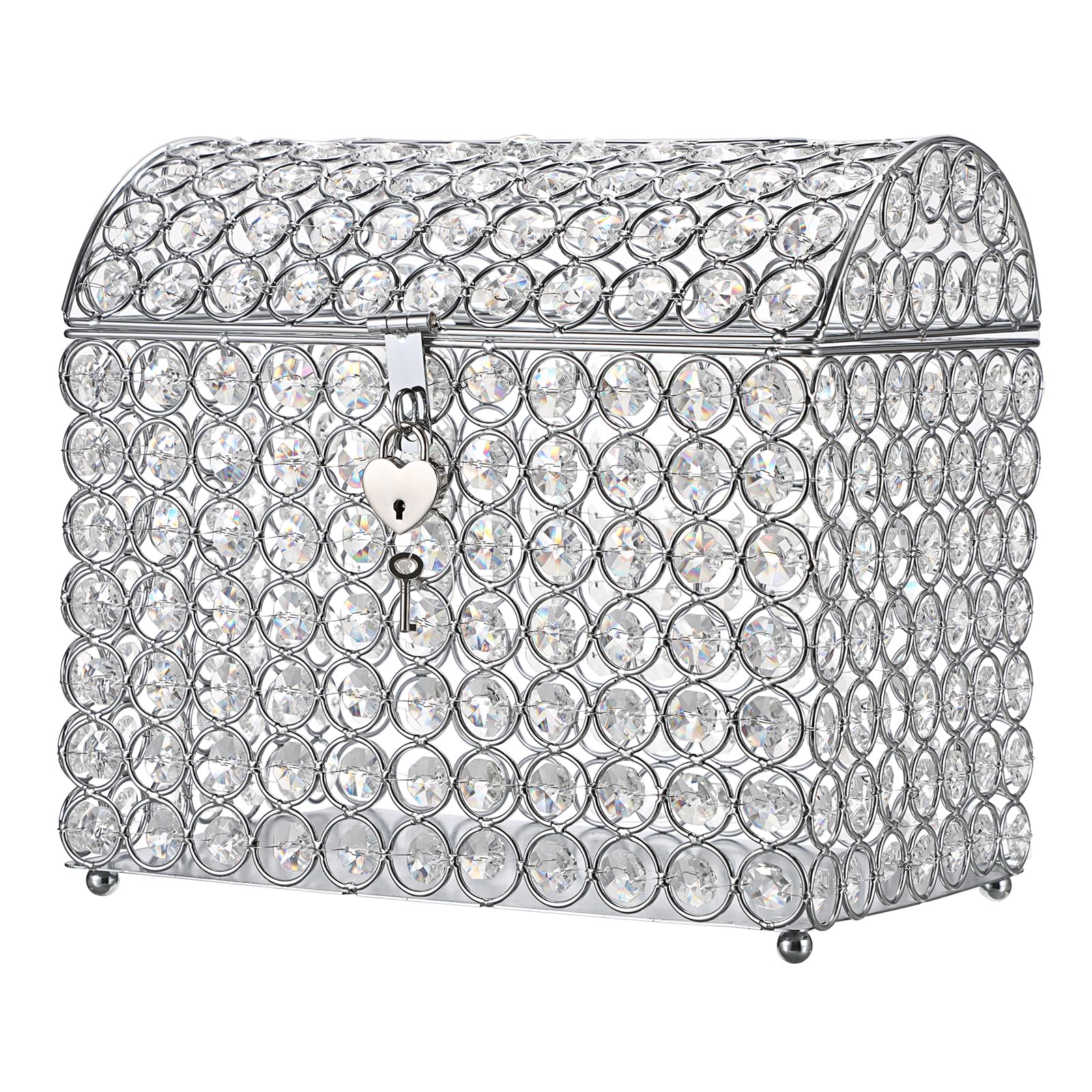Amazon.com: ELLDOO Crystal Wedding Card Box with Heart Lock, Money