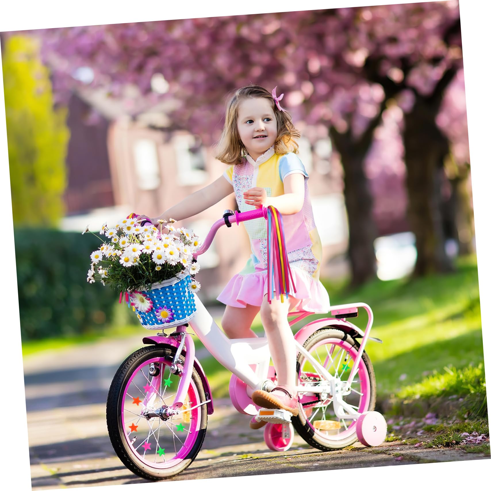 FOYTOKI Bike Tassels for Girls Handlebar Streamers Bicycle Wheel Beads Fun Decorations Universal Scooter Accessories